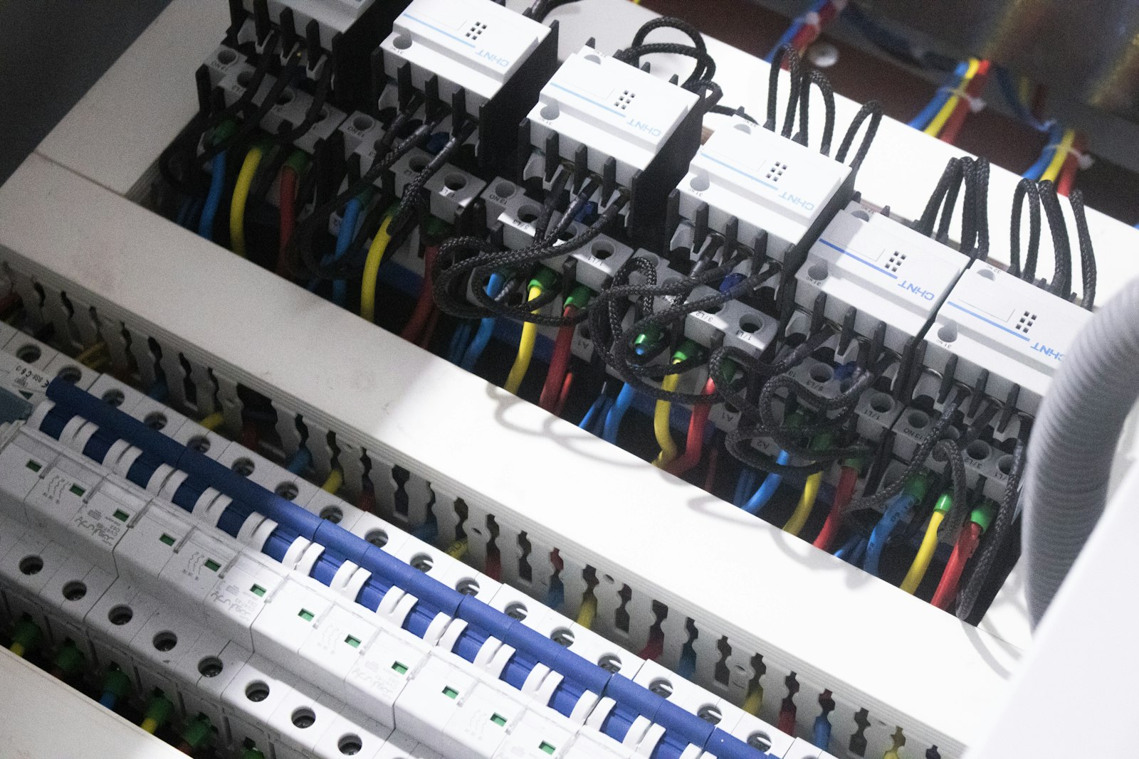 Breakers and wiring in a panel