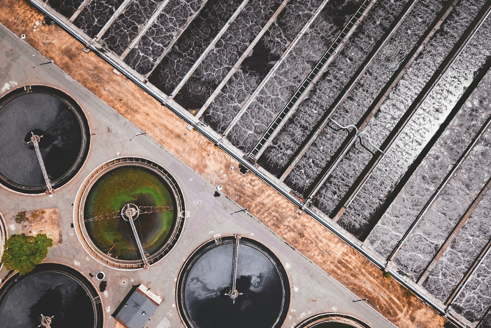 Aerial view of treatment basins