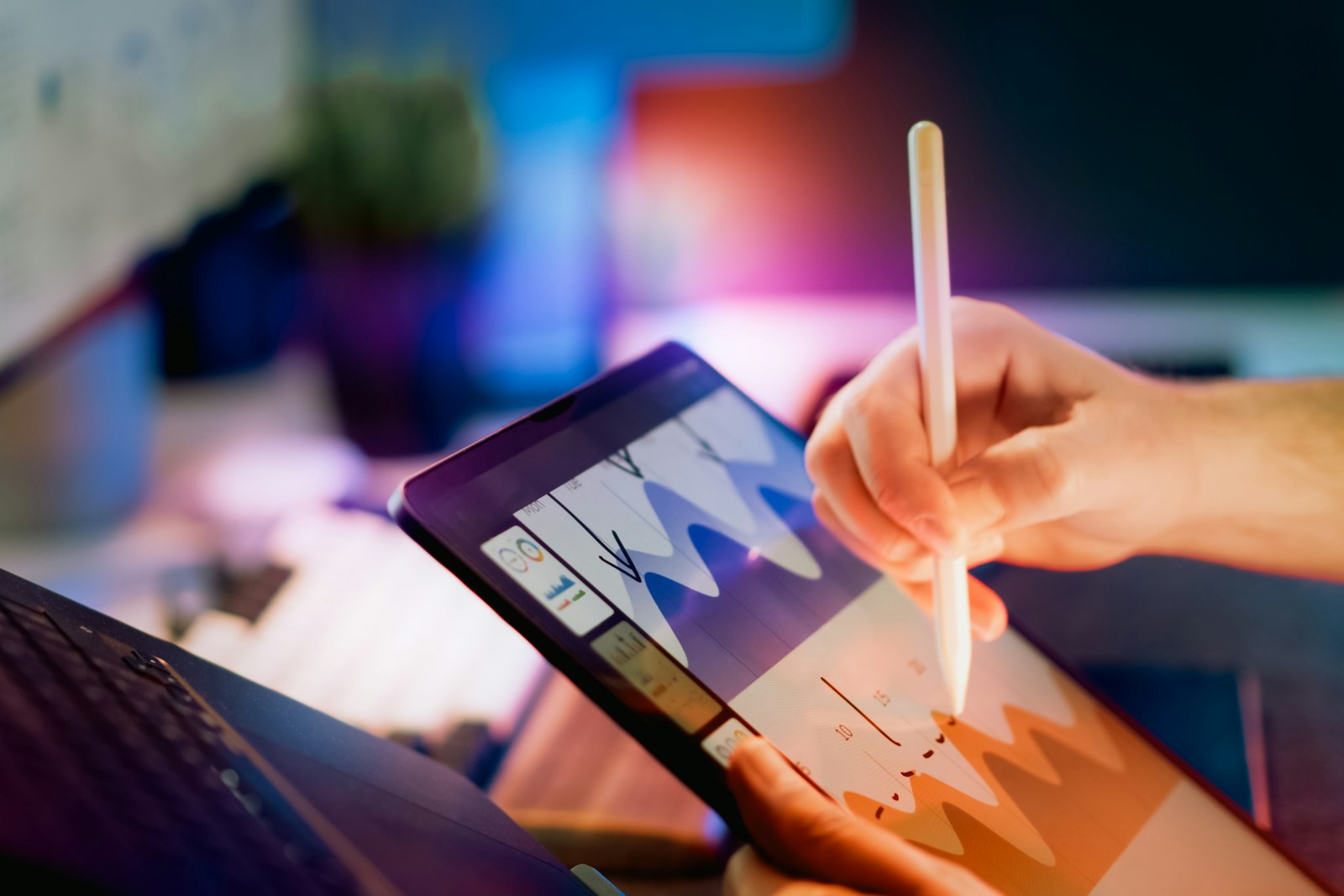 Reviewing charts on a tablet