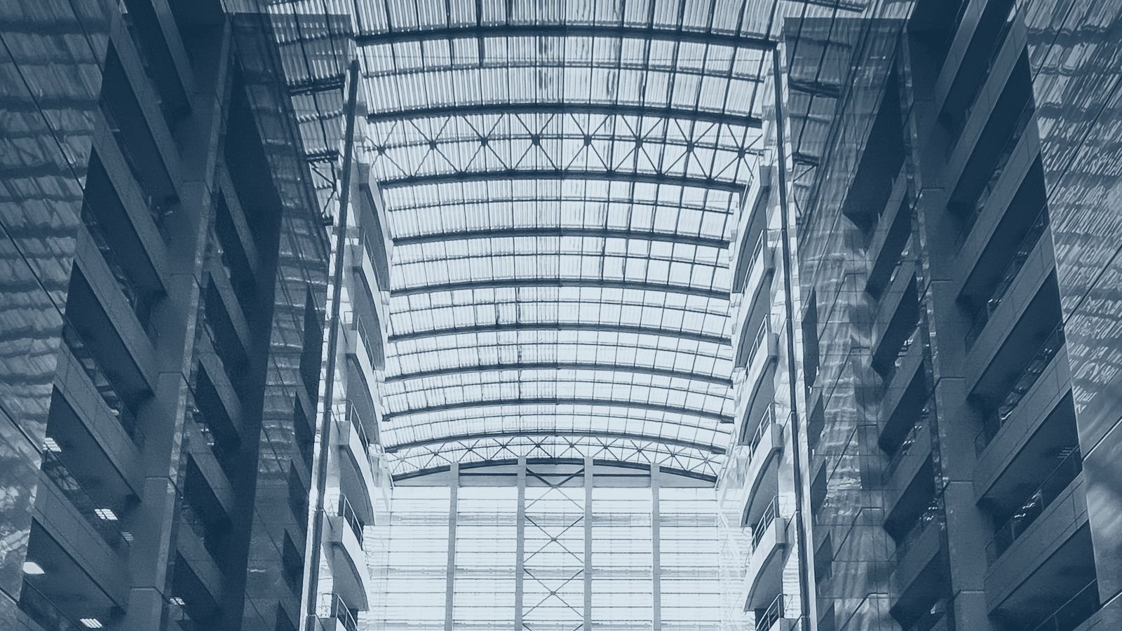 A commercial building lobby and atrium